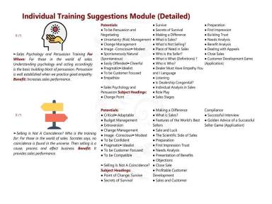Individual Training Suggestions Module (Detailed)